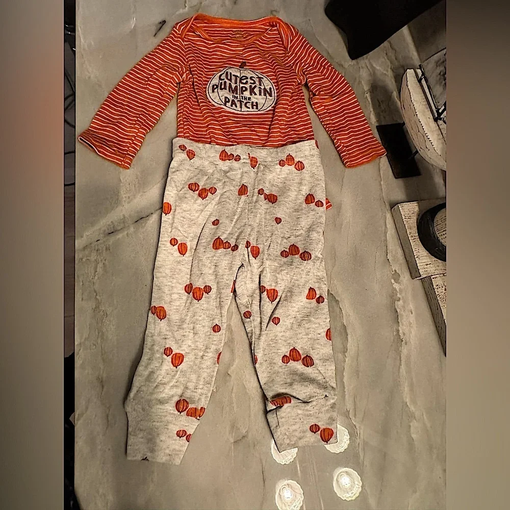 Striped Pumpkin Patch Pajama Set 12months